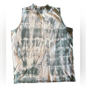 Vintage 90s Sostanza Tie Dye Sleeveless Tee/Tank, Light Blue and White, L